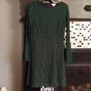 Hunter Green Lace Overlay Dress